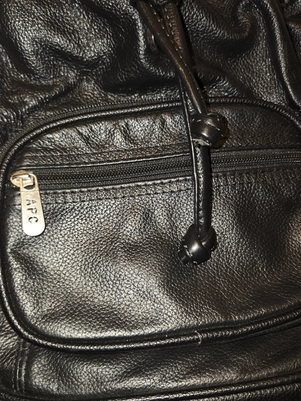 AmeriLeather Black Leather Drawstring Backpack